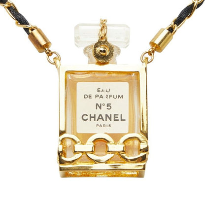 Chanel Perfume Bottle Chain Pendant Black Gold Plastic Plated — view 3