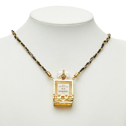 Chanel Perfume Bottle Chain Pendant Black Gold Plastic Plated — view 6