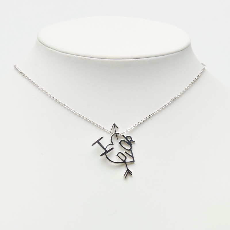Dior I Love Dior Heart Arrow Necklace Silver Metal — view 7