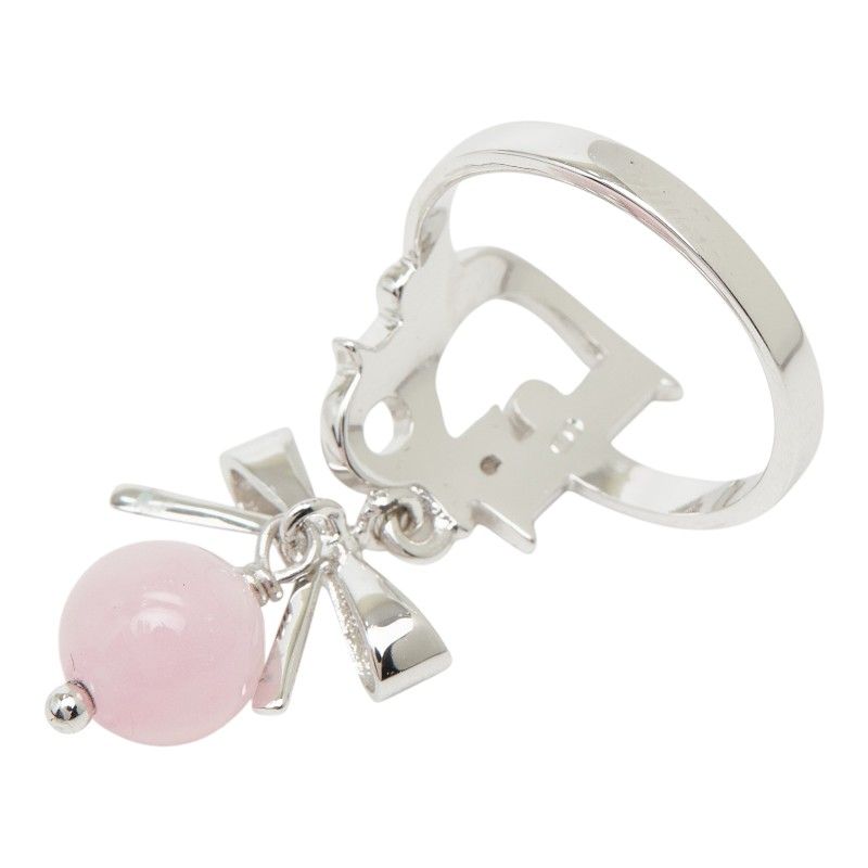 Dior Logo Ribbon Ring Silver Pink Metal — view 5