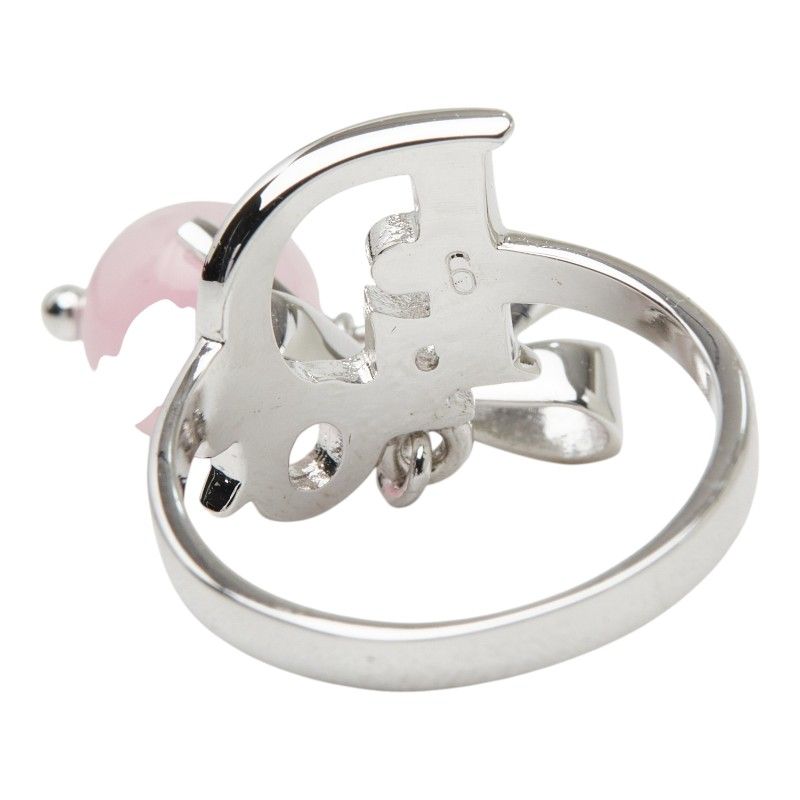 Dior Logo Ribbon Ring Silver Pink Metal — view 6