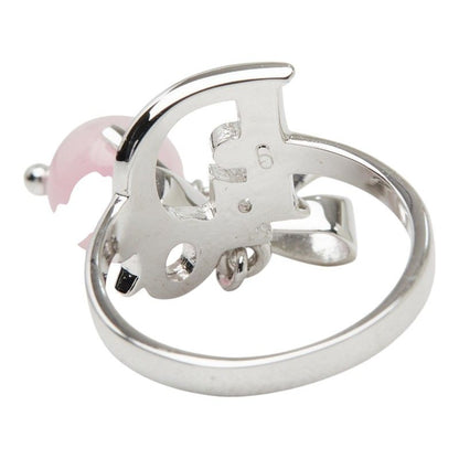 Dior Logo Ribbon Ring Silver Pink Metal — view 6