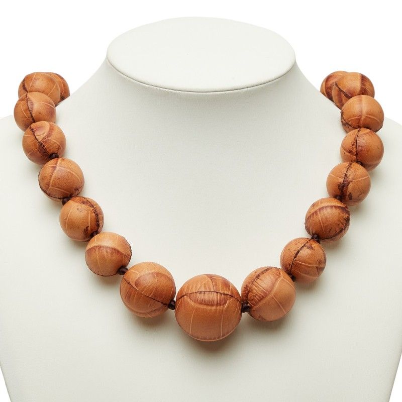 Celine Trio Necklace Brown Leather