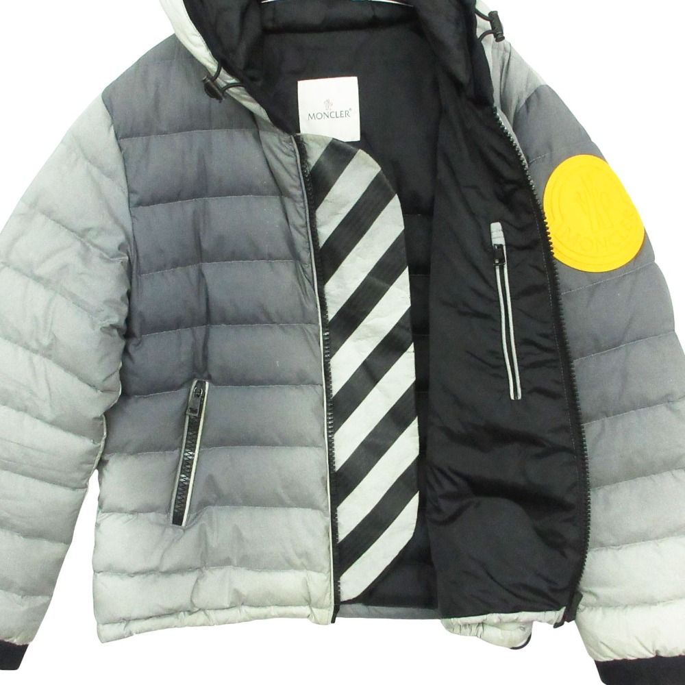 Moncler Off White by Virgil Abloh Dinard Down Jacket Rubber Big Patch Logo Gray — view 4