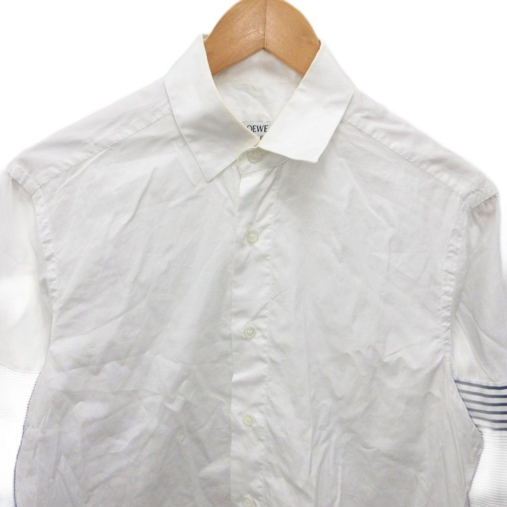 Loewe Shirt Long Sleeve Contrast Border White 37 — view 3