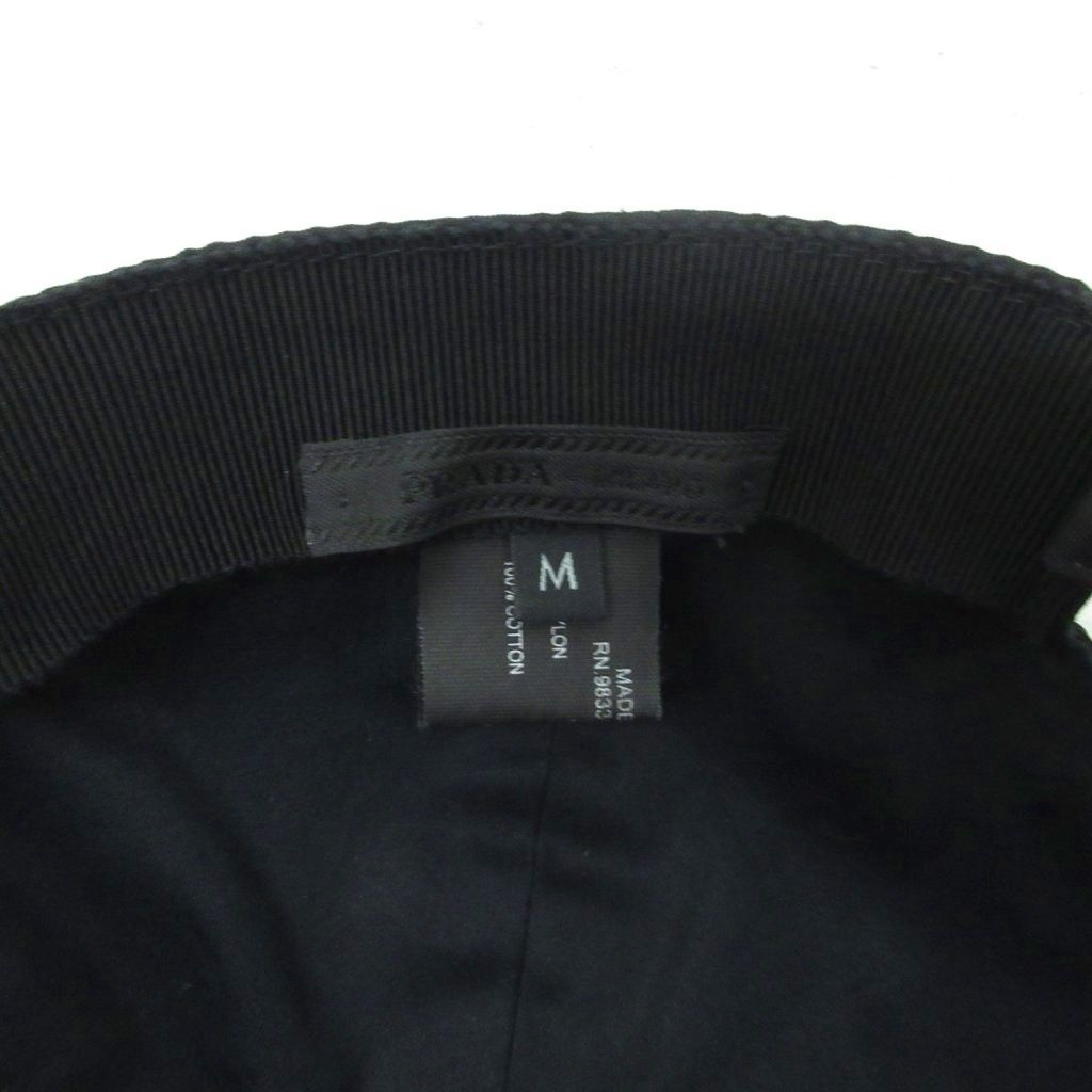 Prada les Nylon Baseball Cap Hat Triangle Plate Black — view 7