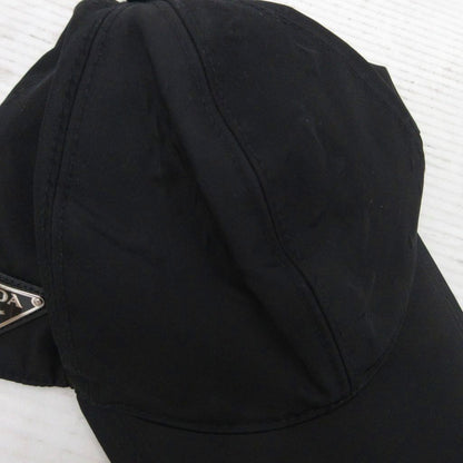 Prada les Nylon Baseball Cap Hat Triangle Plate Black — view 8