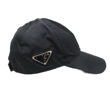 Prada les Nylon Baseball Cap Hat Triangle Plate Black — view 5
