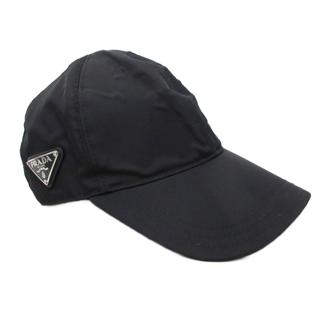 Prada les Nylon Baseball Cap Hat Triangle Plate Black