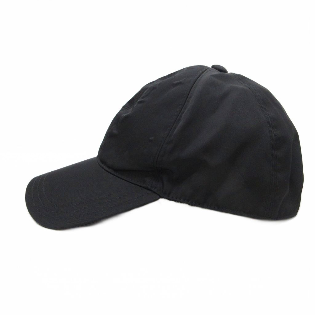 Prada les Nylon Baseball Cap Hat Triangle Plate Black — view 3