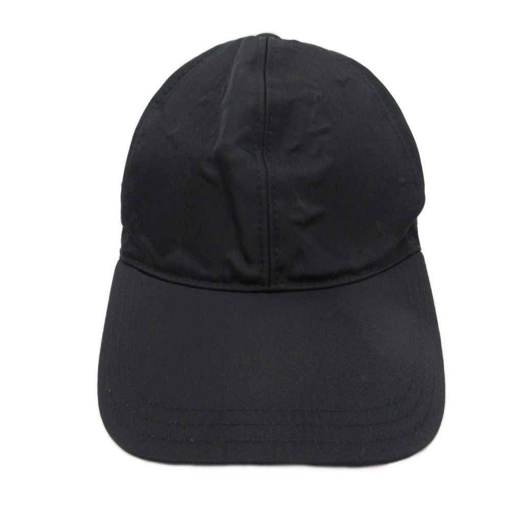 Prada les Nylon Baseball Cap Hat Triangle Plate Black — view 2
