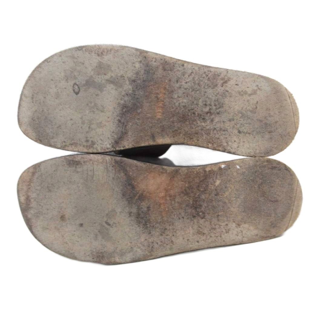 Hermes Izmir Logo Leather Sandals Flat Shoes 41 Dark Brown — view 7