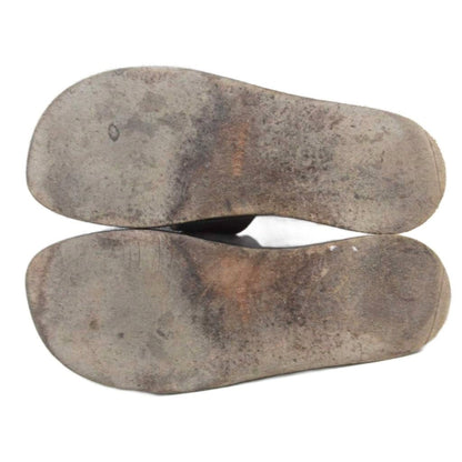 Hermes Izmir Logo Leather Sandals Flat Shoes 41 Dark Brown — view 7