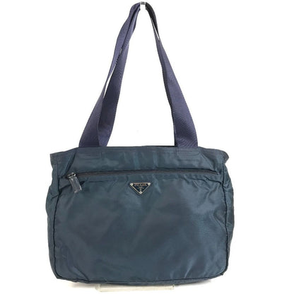 Prada Shoulder Bag Triangle Logo Nylon Navy