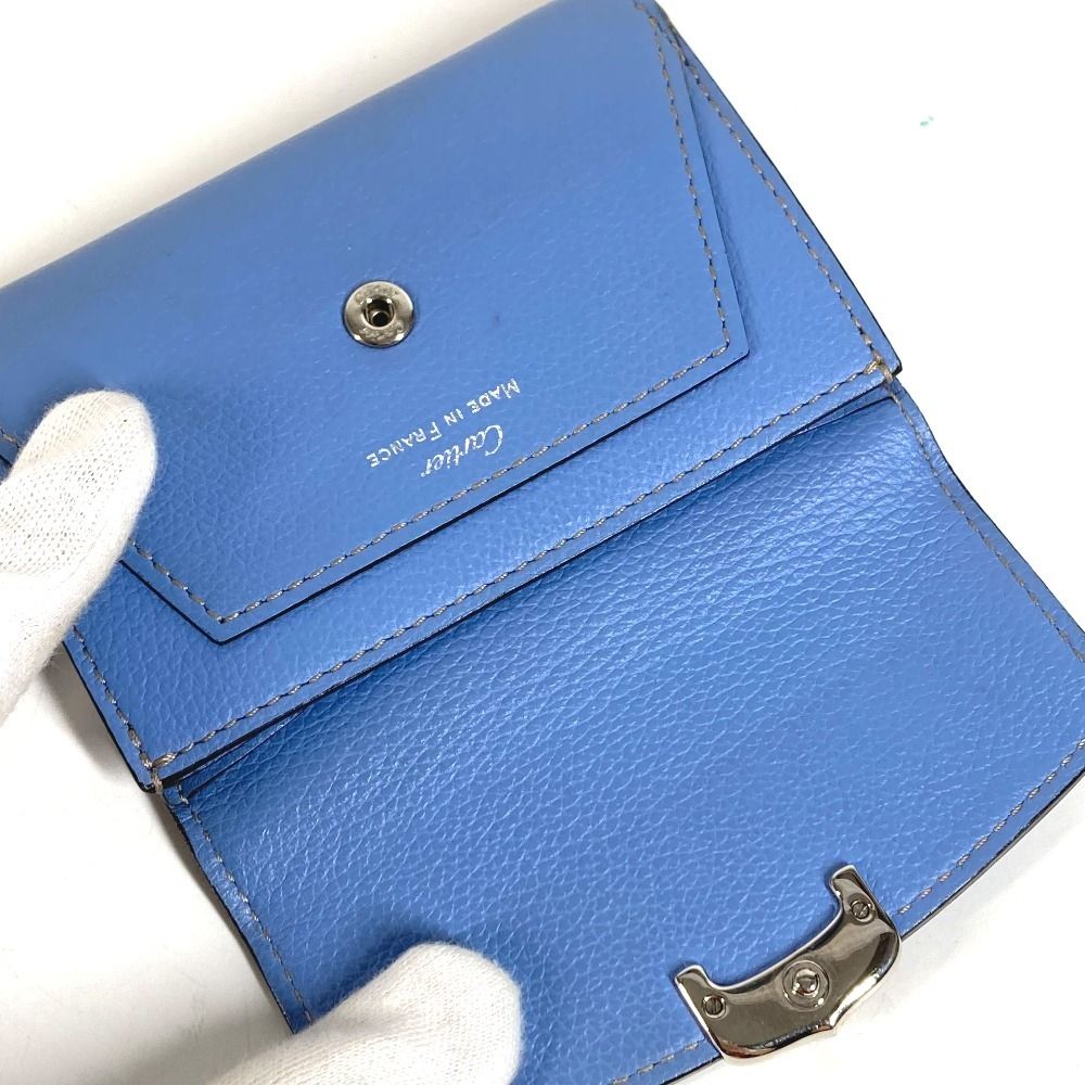 Cartier Card Case Logo Leather Blue — view 7
