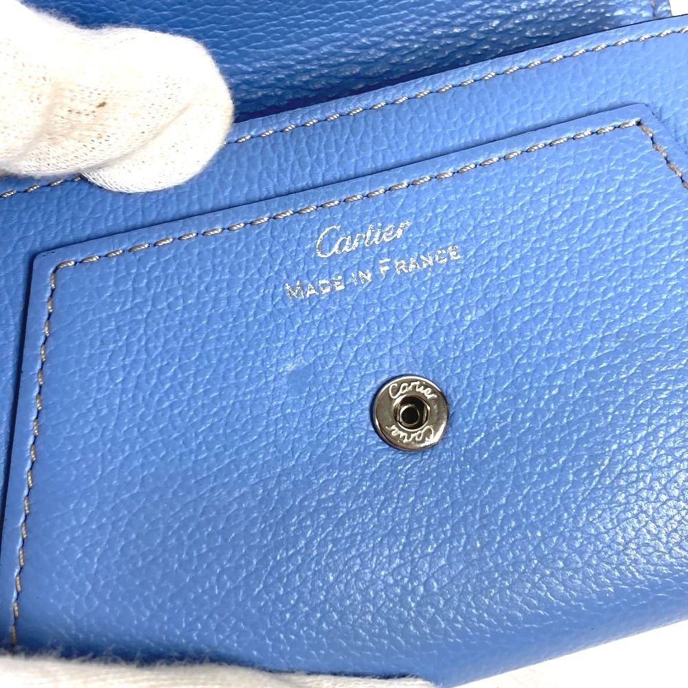 Cartier Card Case Logo Leather Blue — view 8
