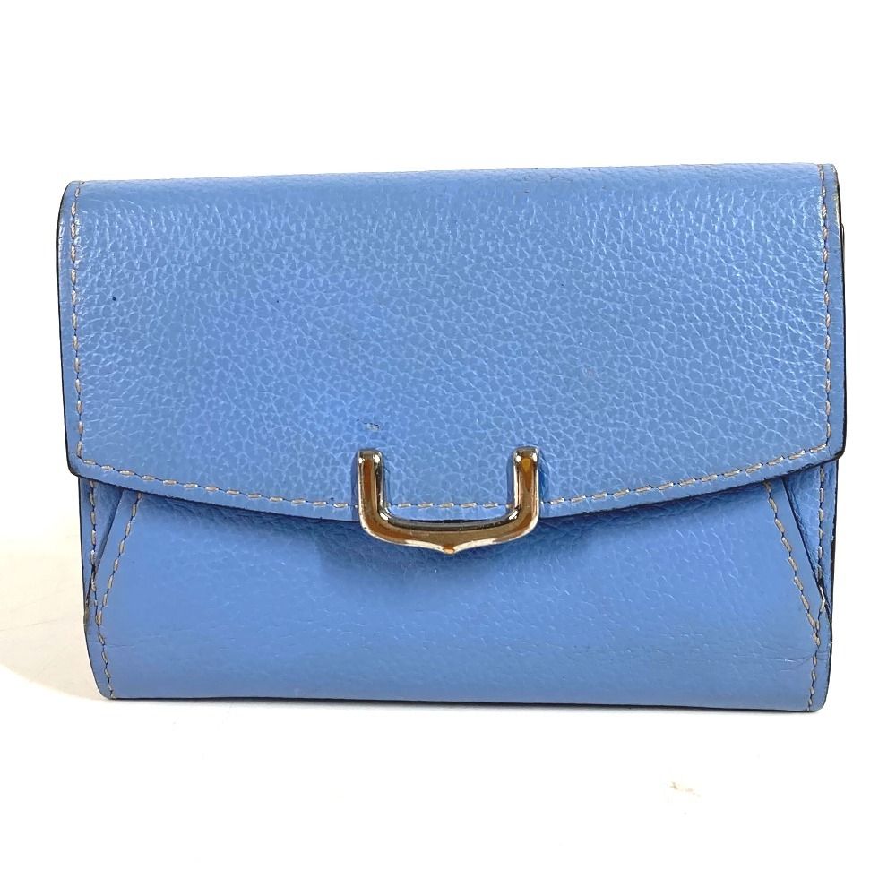 Cartier Card Case Logo Leather Blue