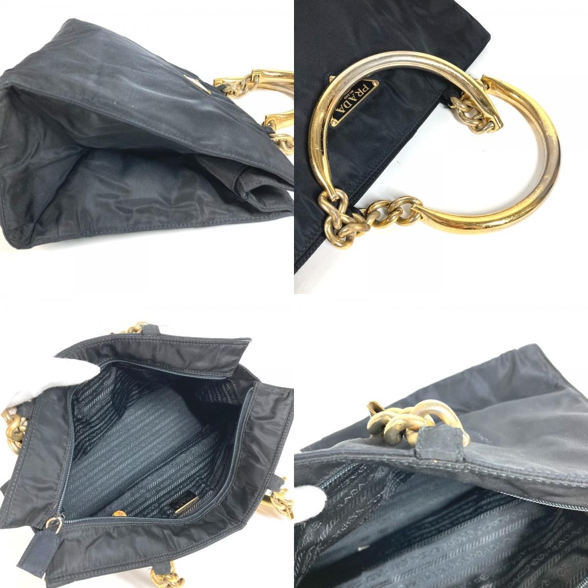 Prada Handbag Metal Handle Nylon Black — view 8