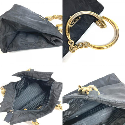 Prada Handbag Metal Handle Nylon Black — view 8