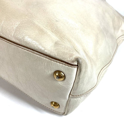 Prada Shoulder Bag Logo Leather Ivory — view 5
