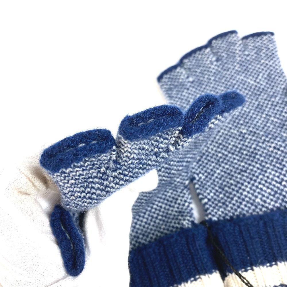 Gucci Gloves Logo GG Fingerless Cashmere Navy — view 4