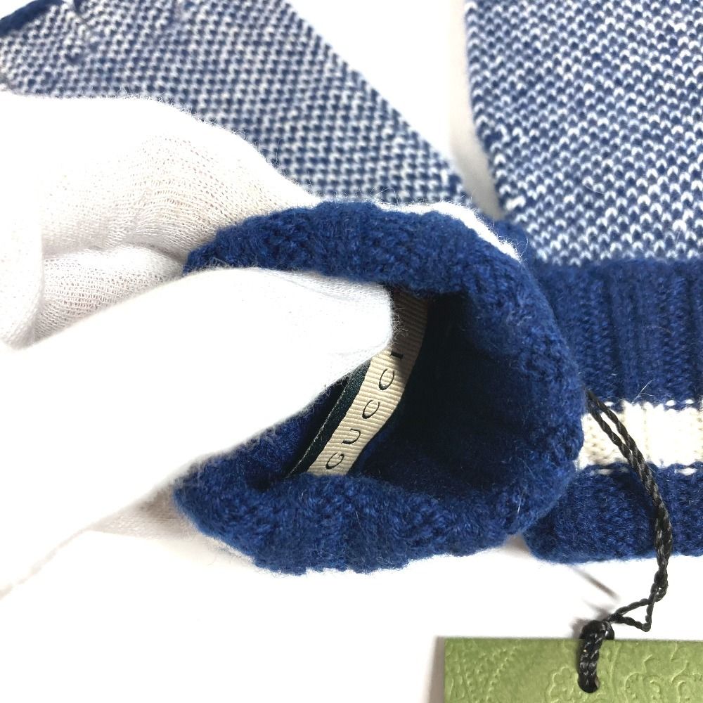 Gucci Gloves Logo GG Fingerless Cashmere Navy — view 5