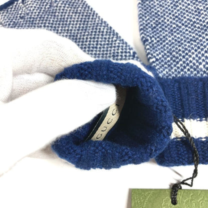 Gucci Gloves Logo GG Fingerless Cashmere Navy — view 5