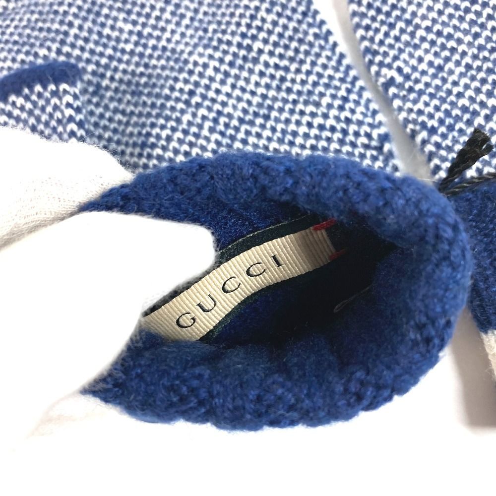 Gucci Gloves Logo GG Fingerless Cashmere Navy — view 6