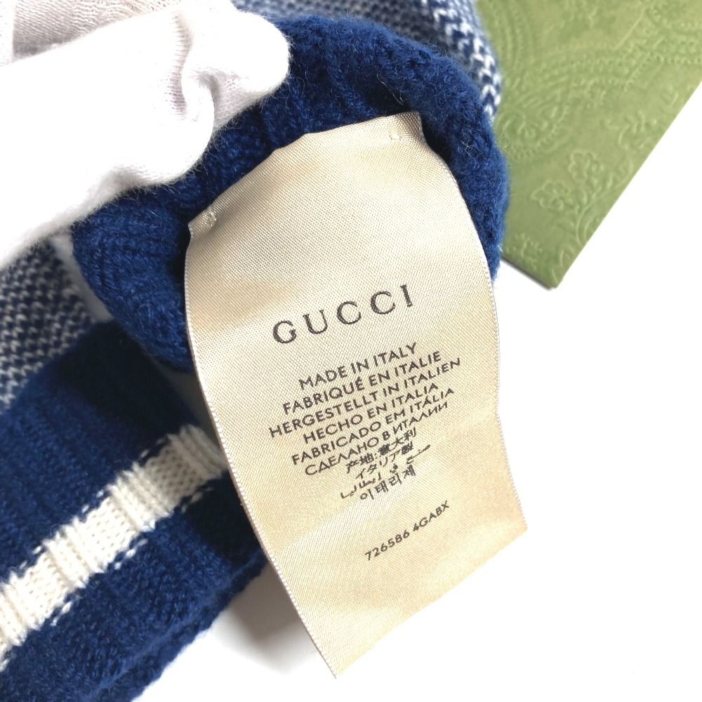 Gucci Gloves Logo GG Fingerless Cashmere Navy — view 7