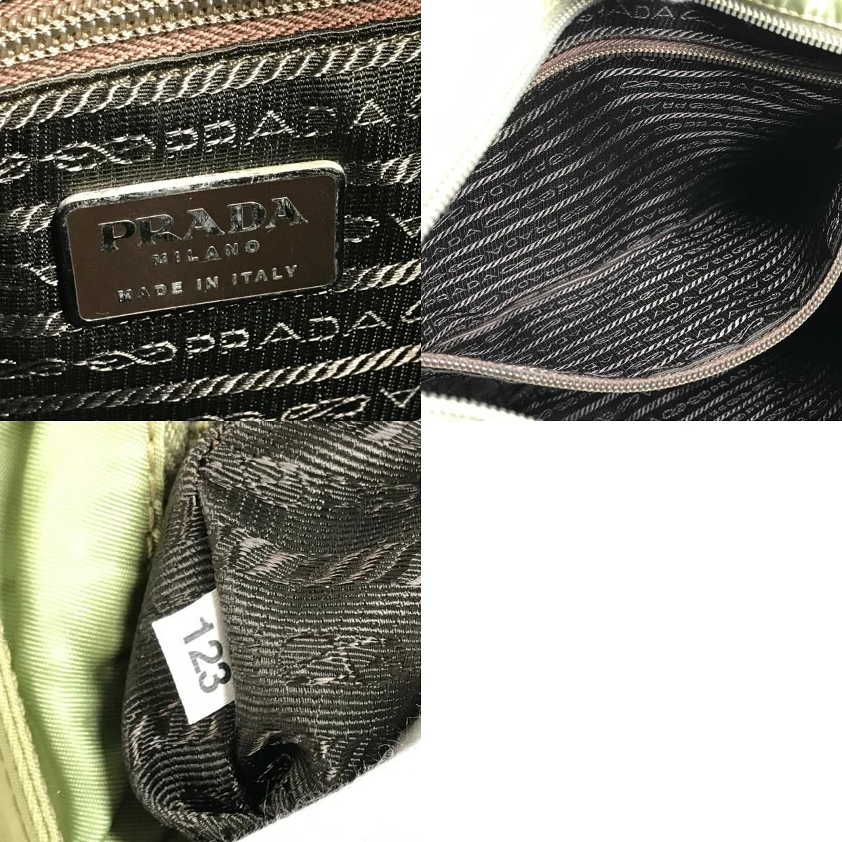 Prada Shoulder Bag Triangle Logo Nylon Beige — view 9