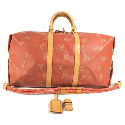 Louis Vuitton Boston Bag Kabul Leather Canvas Abo Crab Brown