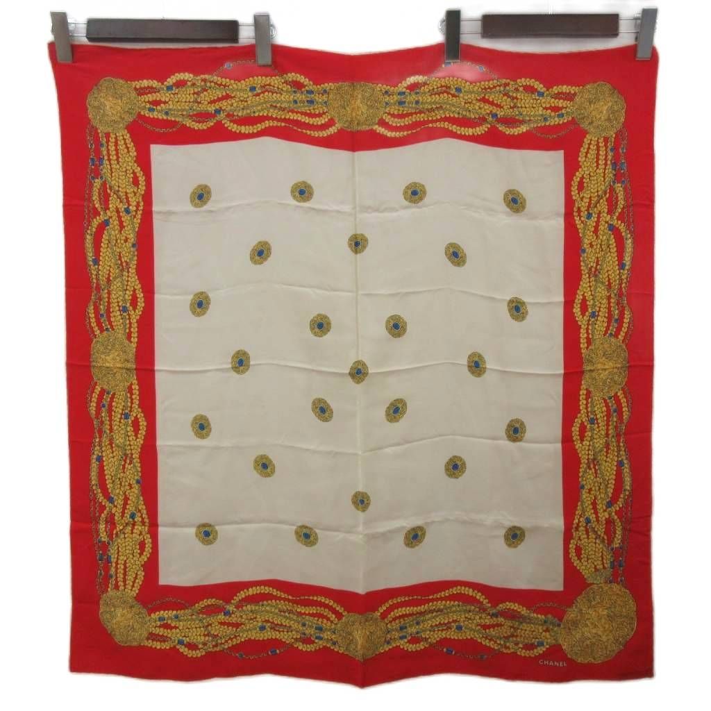 Chanel Scarf Large Chain Pattern Silk