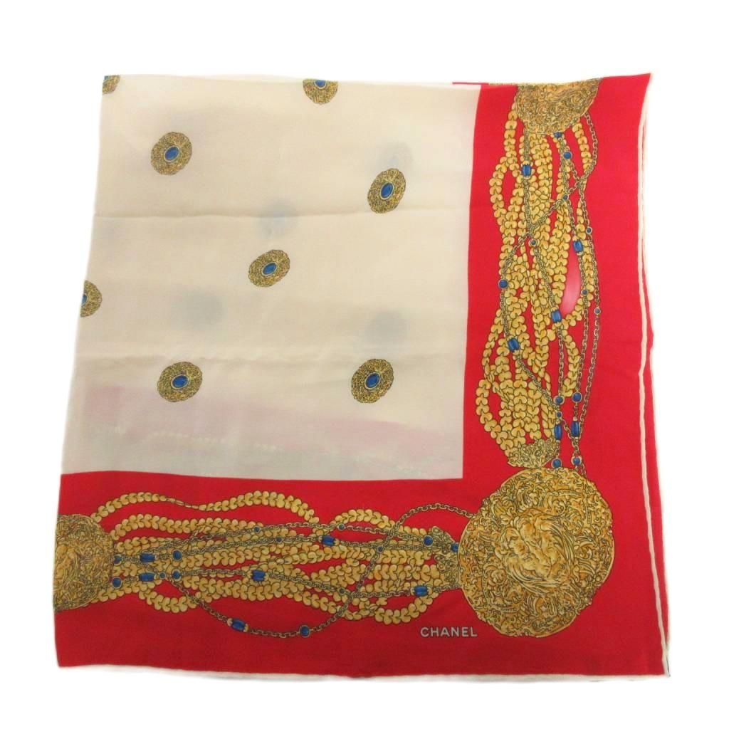 Chanel Scarf Large Chain Pattern Silk — view 2