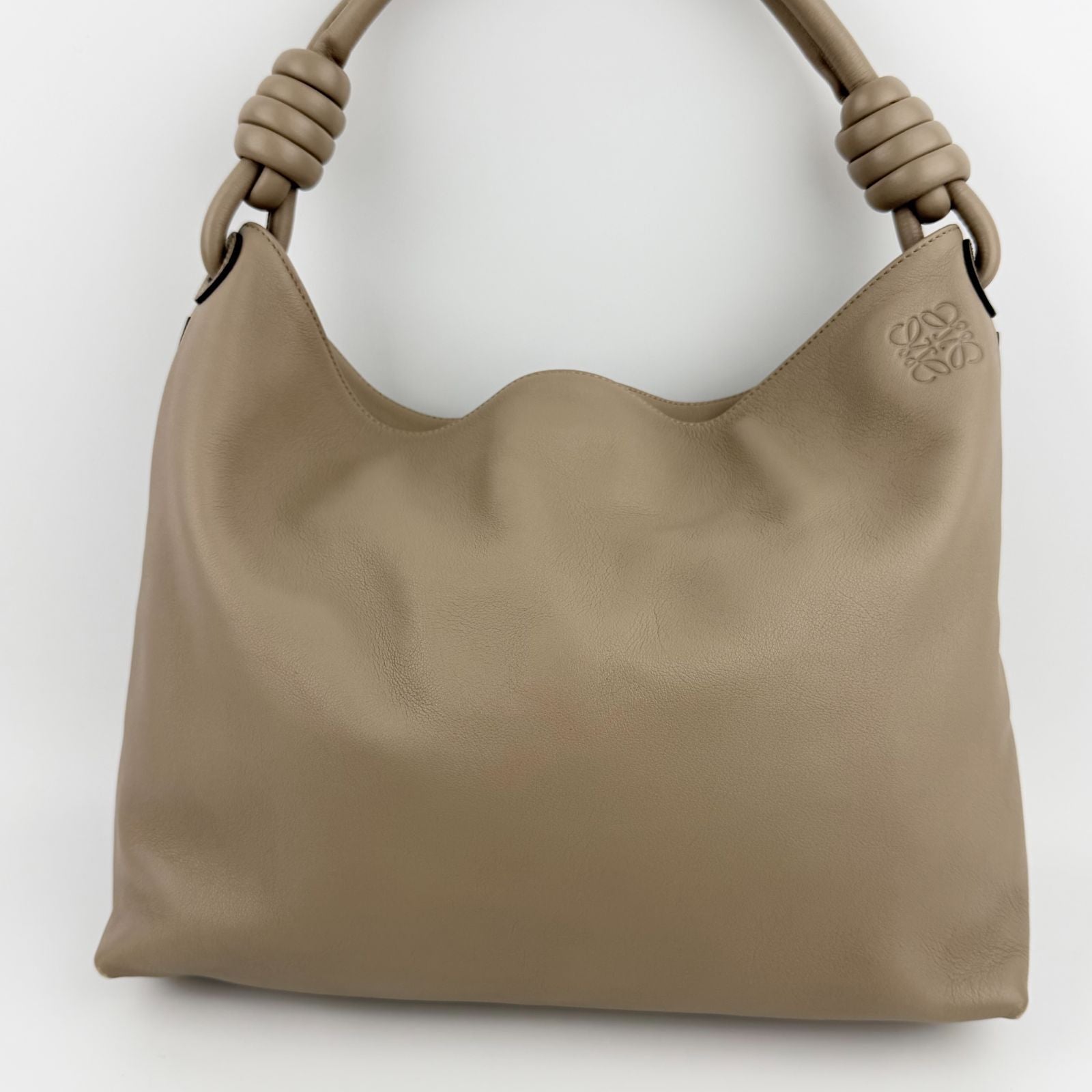 Loewe Anagram Flamenco Hobo Shoulder Bag Beige Leather Vintage — view 2