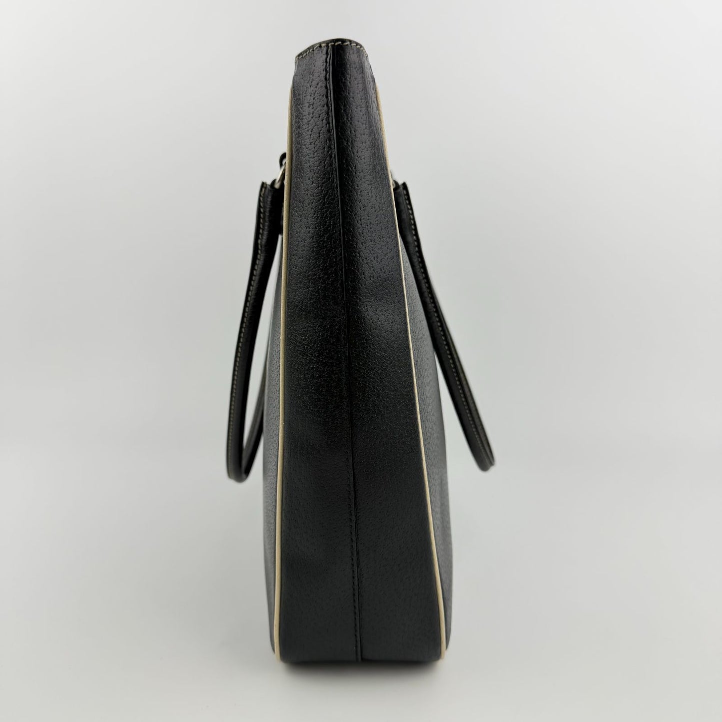 Prada Triangle Logo Tote Black Leather Vintage — view 4