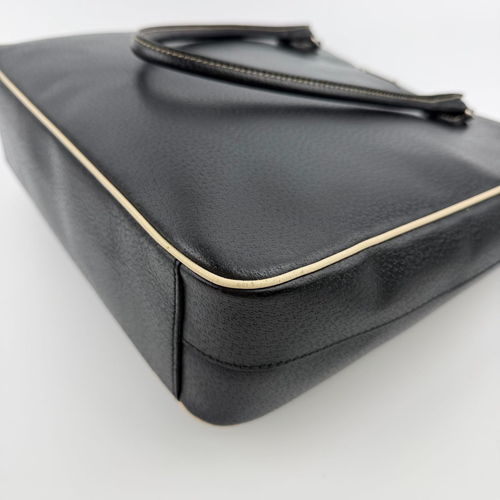 Prada Triangle Logo Tote Black Leather Vintage — view 9