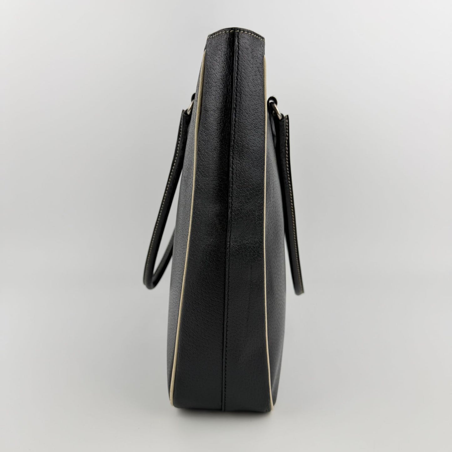 Prada Triangle Logo Tote Black Leather Vintage — view 5