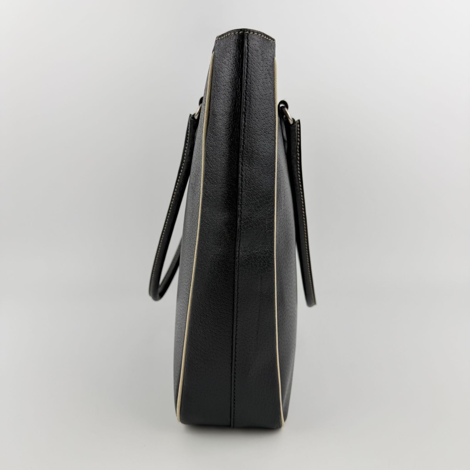 Prada Triangle Logo Tote Black Leather Vintage — view 5
