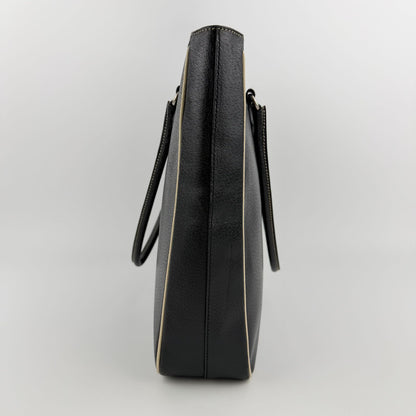 Prada Triangle Logo Tote Black Leather Vintage — view 5