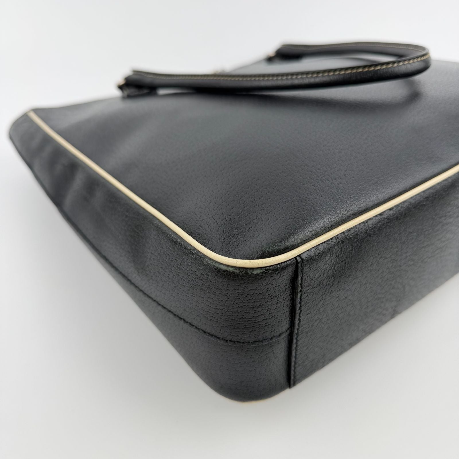 Prada Triangle Logo Tote Black Leather Vintage — view 8