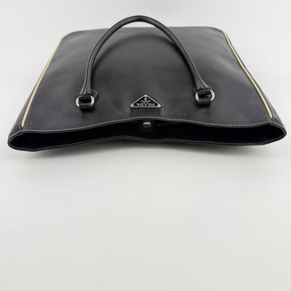 Prada Triangle Logo Tote Black Leather Vintage — view 6