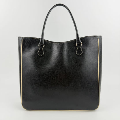 Prada Triangle Logo Tote Black Leather Vintage — view 3