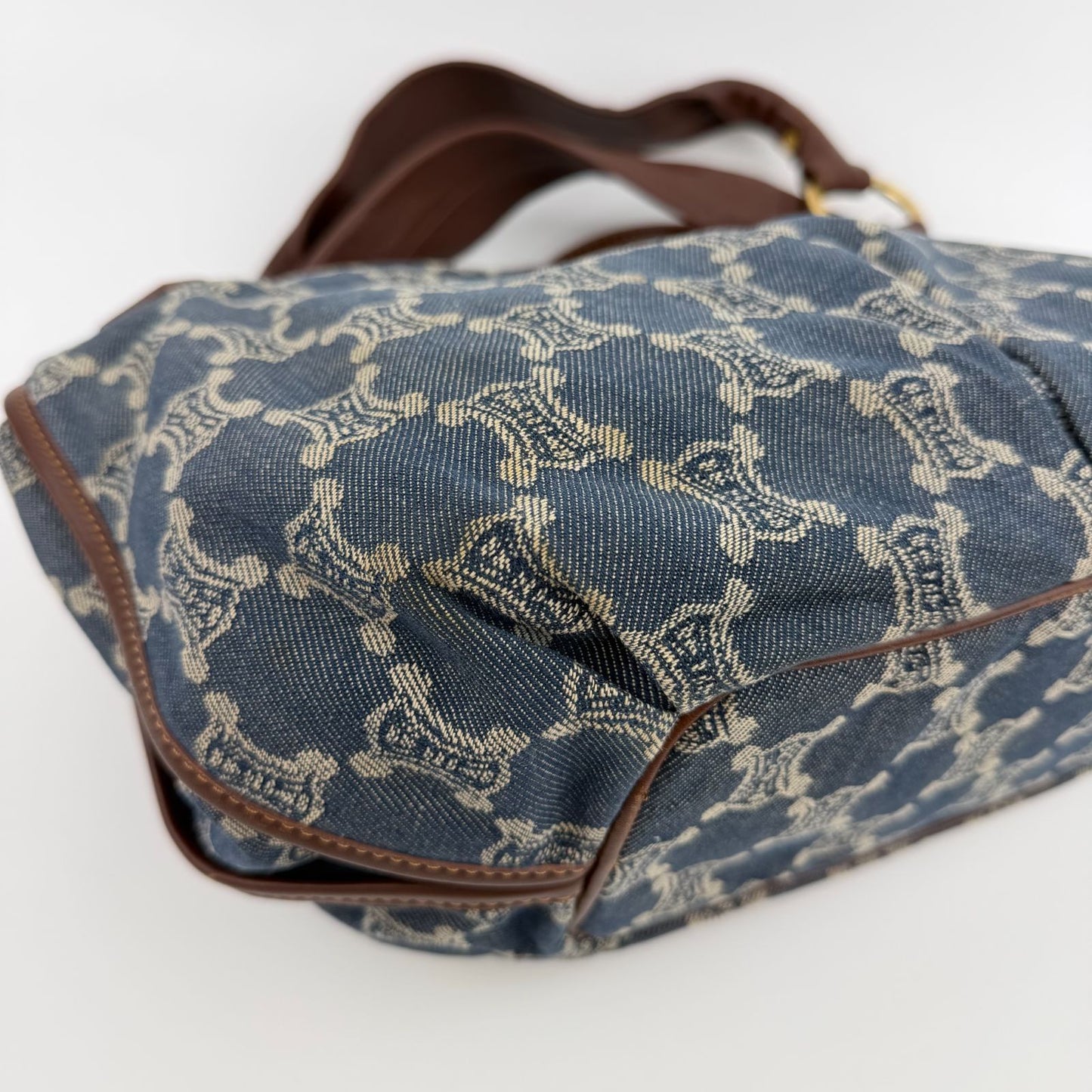 Celine Paris Macadam Handbag Hobo Denim Blue Vintage — view 9