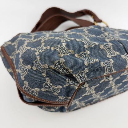 Celine Paris Macadam Handbag Hobo Denim Blue Vintage — view 9