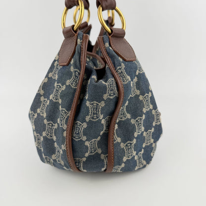 Celine Paris Macadam Handbag Hobo Denim Blue Vintage — view 5