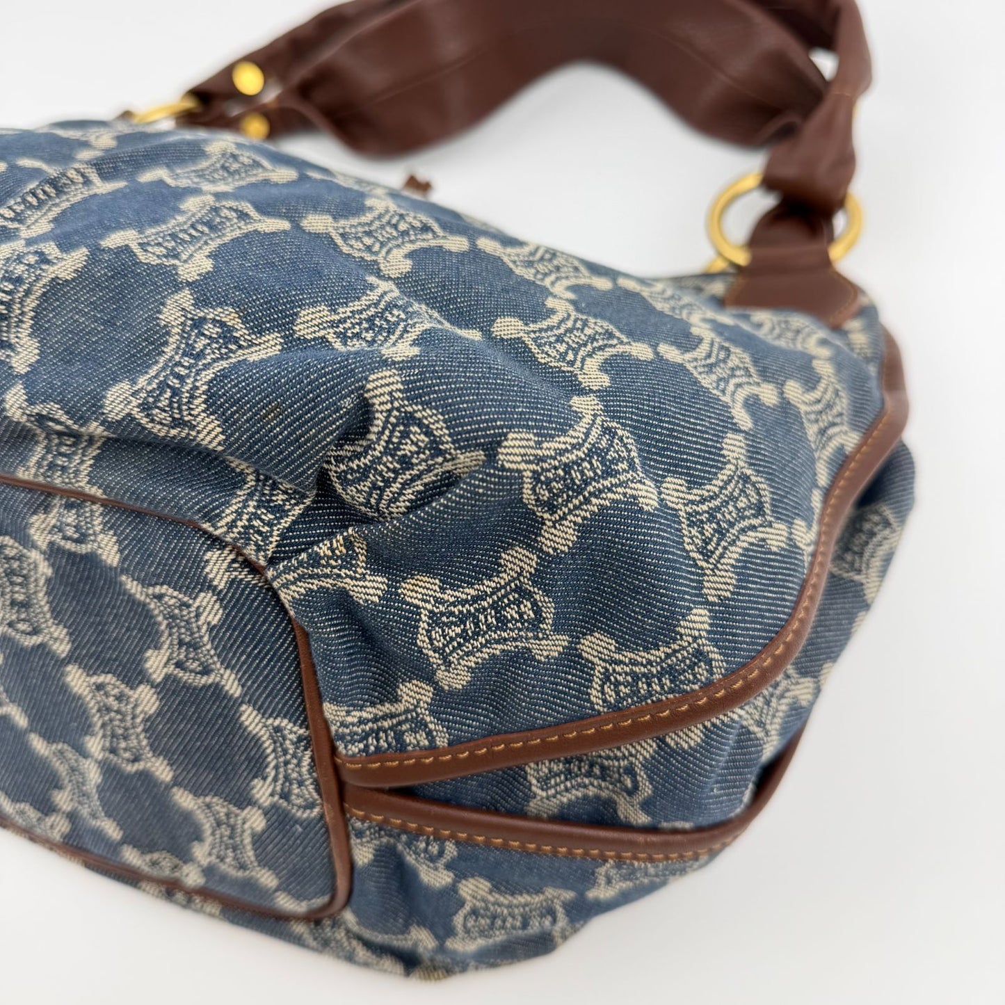 Celine Paris Macadam Handbag Hobo Denim Blue Vintage — view 8