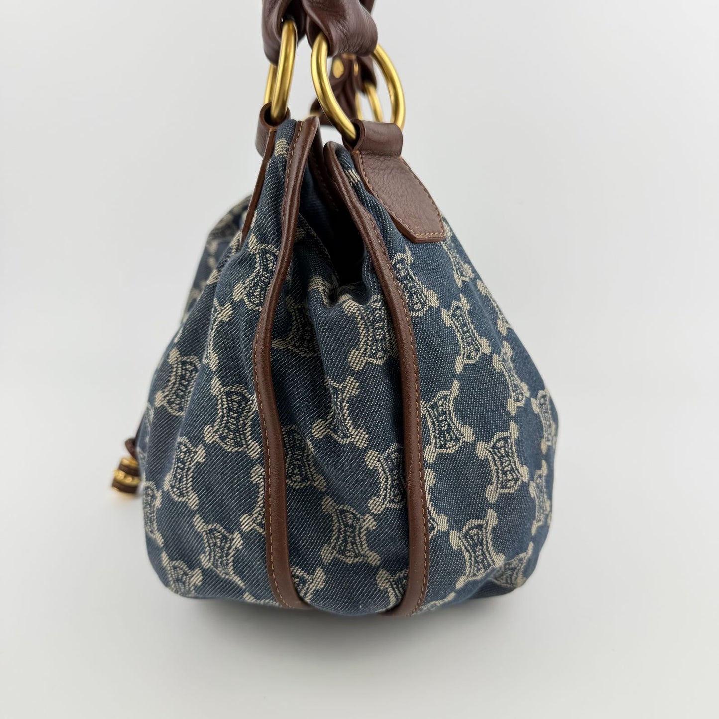 Celine Paris Macadam Handbag Hobo Denim Blue Vintage — view 4