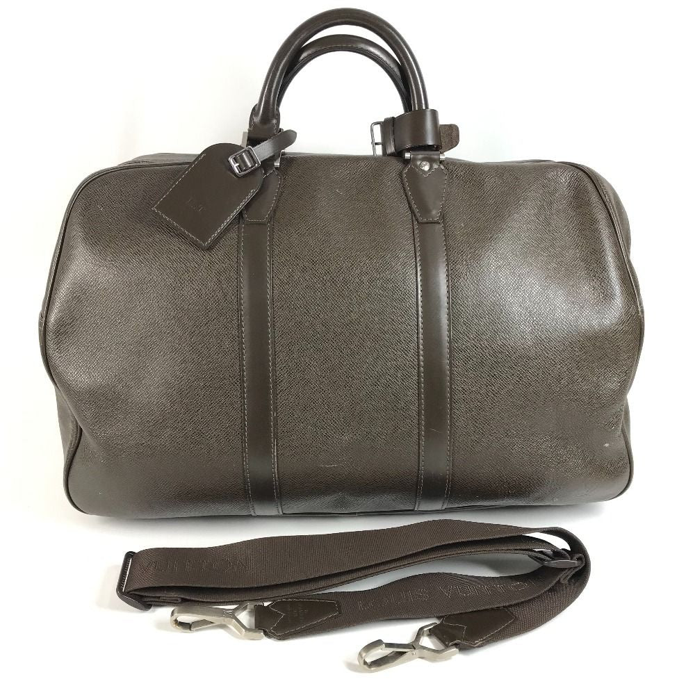 Louis Vuitton Boston Bag Kendall PM Taiga Leather Grizzly Brown
