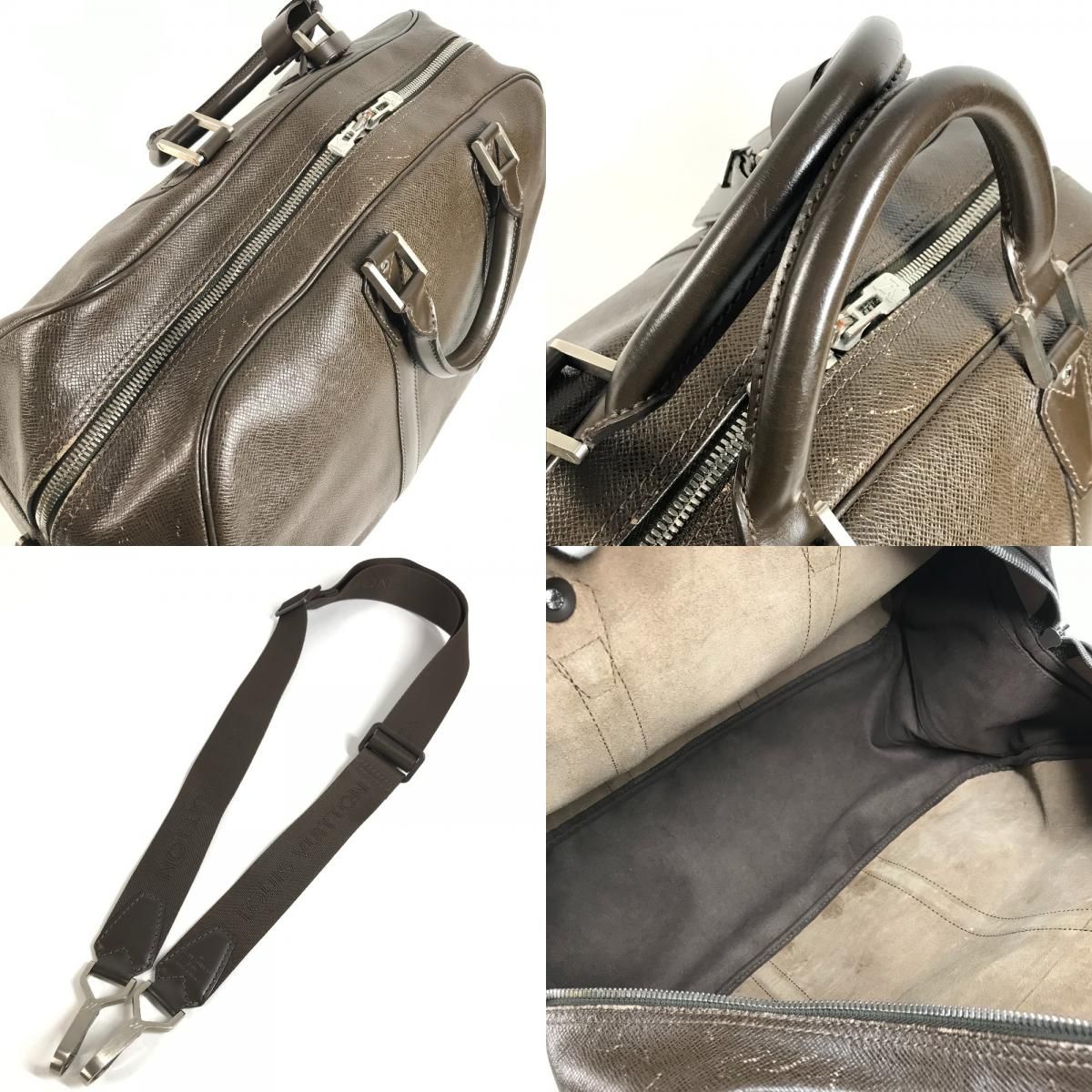 Louis Vuitton Boston Bag Kendall PM Taiga Leather Grizzly Brown — view 8