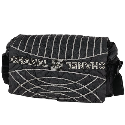 Chanel Junk Sports Line Shoulder Bag CC Logo Nylon Black